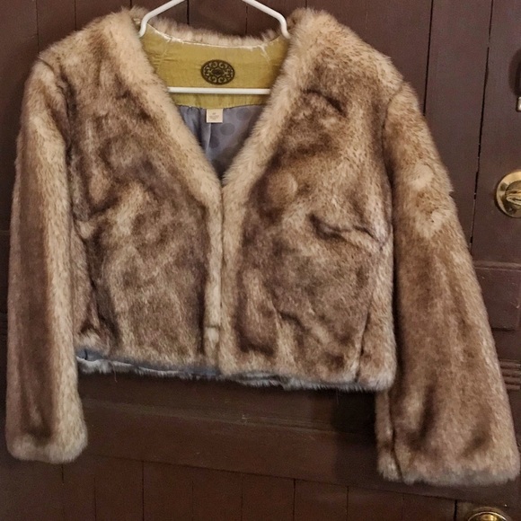 Anthropologie Gorgeous Faux Fur Cropped Jacket 12